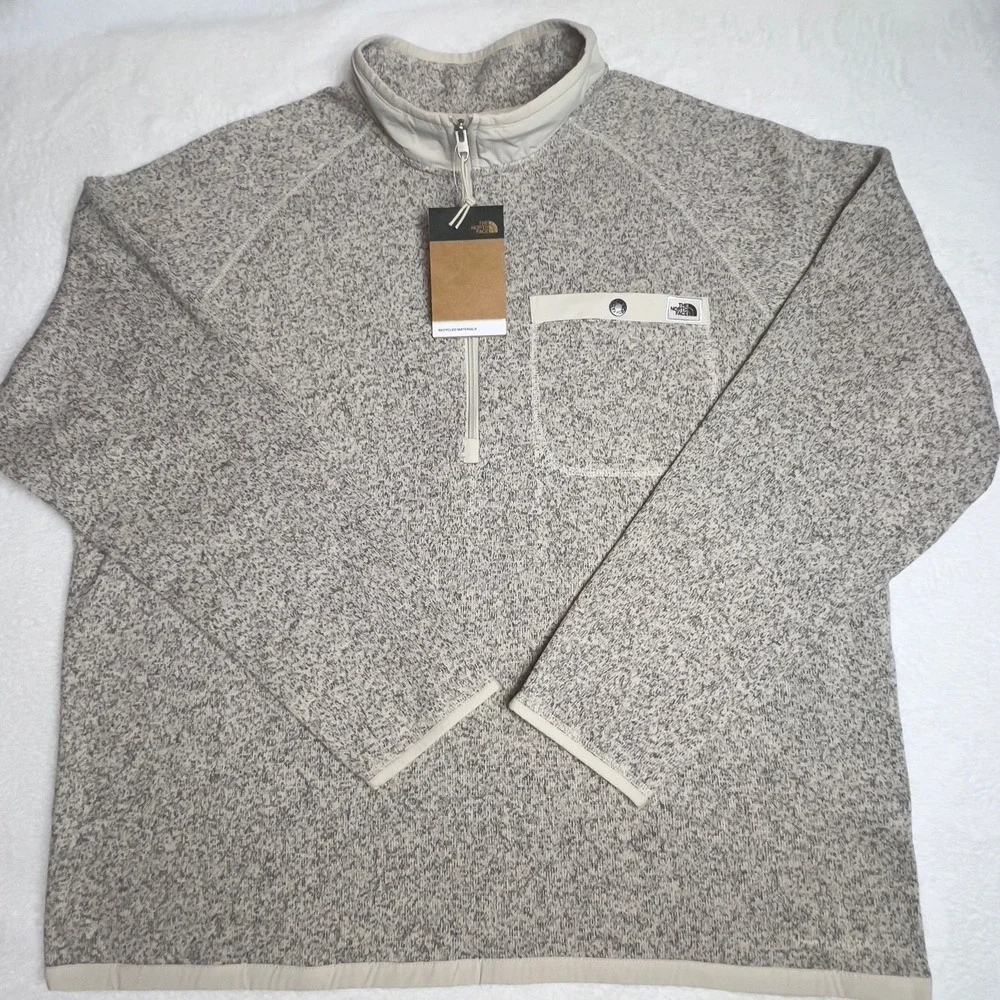 NWT The North Face Sweater Fleece 1/4-Zip Pullover – Oatmeal/Heather – Men's XXL